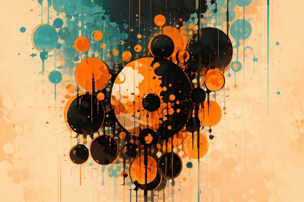 Colorful round shape stack abstract splash ink effect wallpaper background illustration