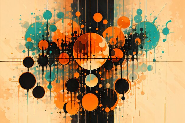 Colorful round shape stack abstract splash ink effect wallpaper background illustration