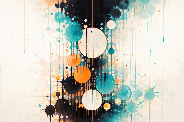 Colorful round spots splash abstract effect ink watercolor wallpaper background illustration