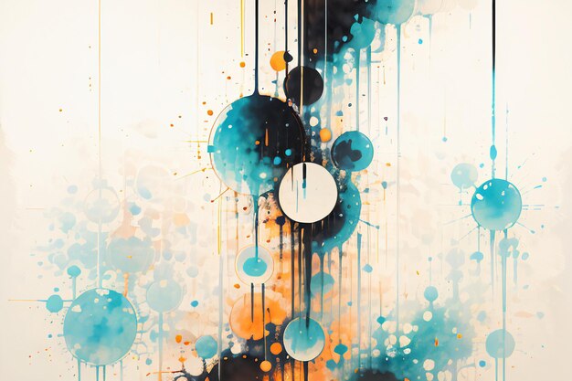 Foto macchie rotonde colorate spruzzata effetto astratto inchiostro acquerello sfondo illustrazione