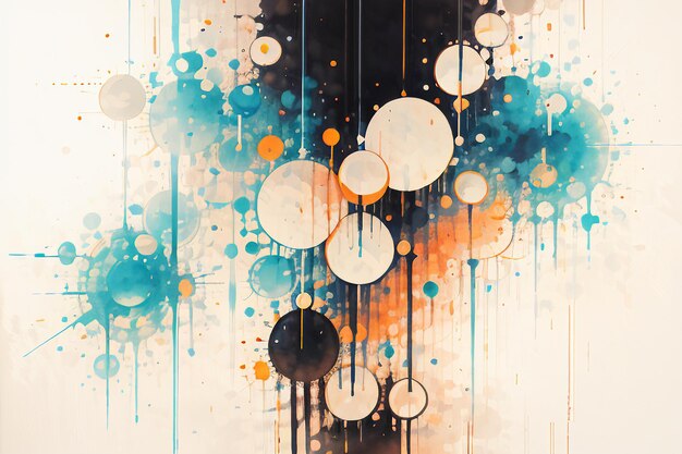 Colorful round spots splash abstract effect ink watercolor wallpaper background illustration