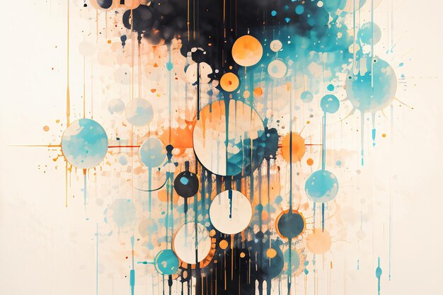 Colorful round spots splash abstract effect ink watercolor wallpaper background illustration