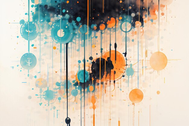 Colorful round spots splash abstract effect ink watercolor wallpaper background illustration