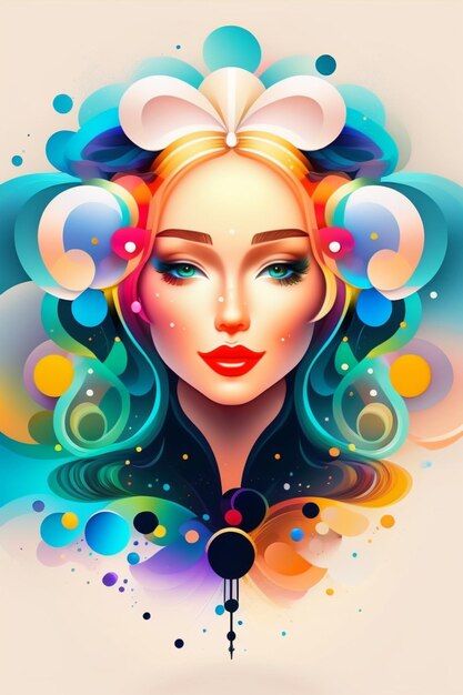 Colorful round spots splashing abstract beauty people portrait wallpaper background illustration generative ai