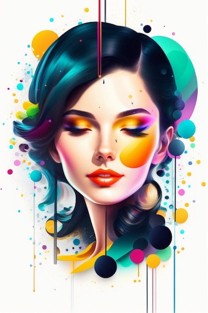 Colorful round spots splashing abstract beauty people portrait wallpaper background illustration Painted background