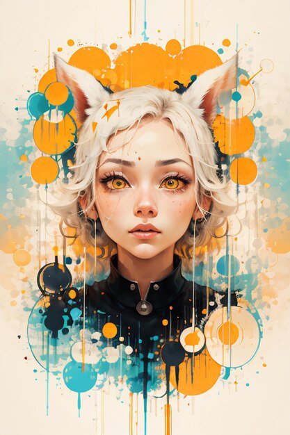 Colorful round spots splashing abstract beauty people portrait wallpaper background illustration