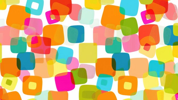 Colorful rounded squares form a dynamic and random pattern