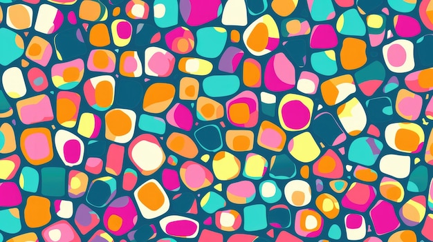 Colorful rounded squares form a dynamic and random pattern