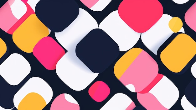 Colorful rounded squares form a dynamic and random pattern