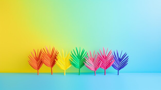 A colorful row of colorful paper birds with a colorful background