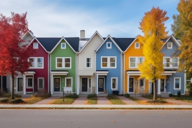 Photo colorful row of family homes