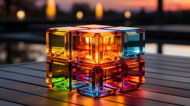 Colorful rubik cube on top of a table