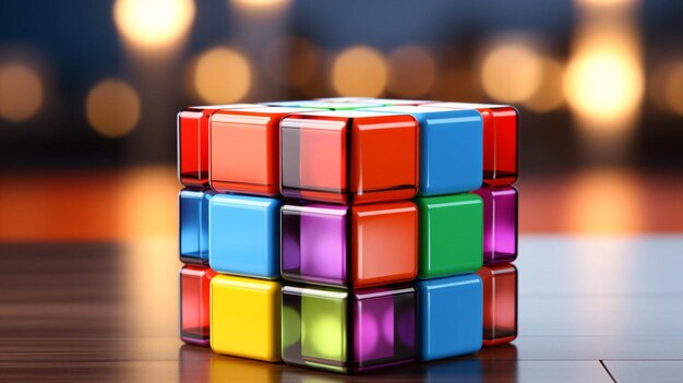 Foto cubo di rubik colorato sopra un tavolo