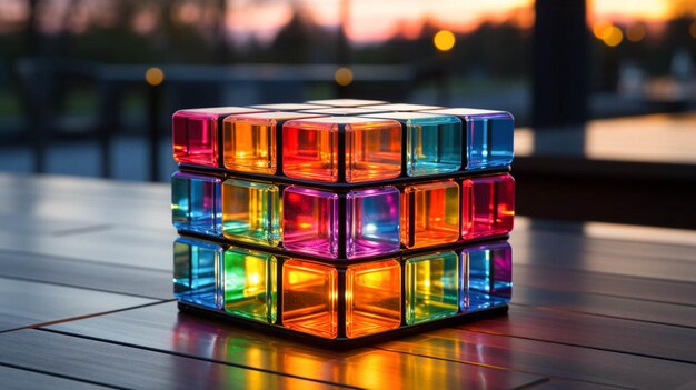 Photo colorful rubik cube on top of a table