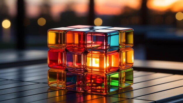 Colorful rubik cube on top of a table