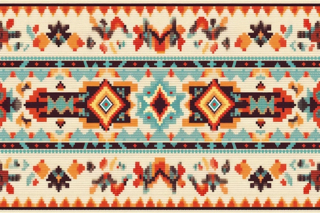 A colorful rug with a pattern on it generative AI