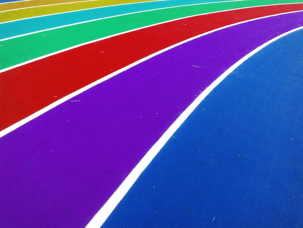 Photo colorful runway the start and end of the stadium track