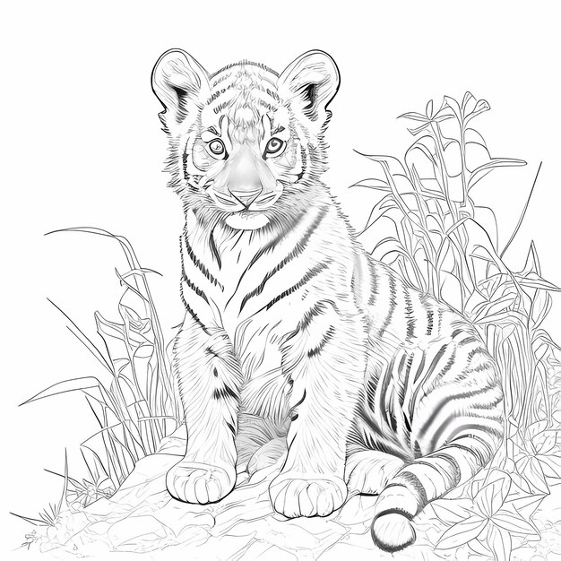 Photo colorful safari unleash your creativity with a cute tiger