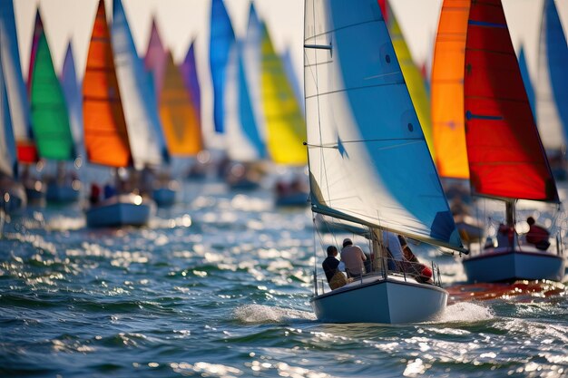 Colorful Sailing Regatta at Sea