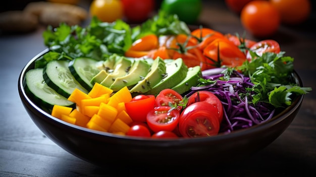 Colorful Salad Bowl with Latest Healthy Food Trends
