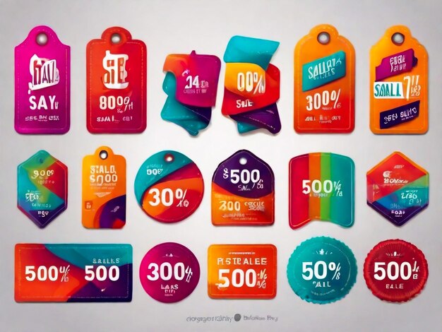 Colorful sales label collection