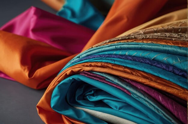 Photo colorful satin fabric folds