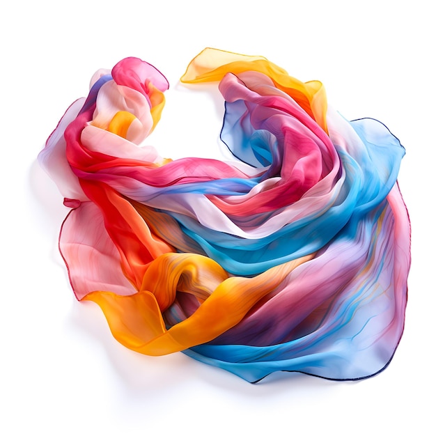 A colorful scarf is on a white background.