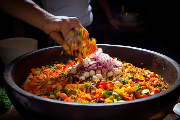 Colorful scene of Vatapa being prepared in a vibrant culinary masterpiece