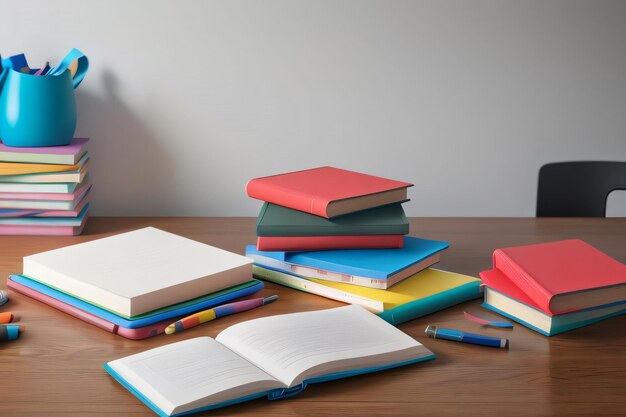 Photo colorful school supplies explosion for kids
