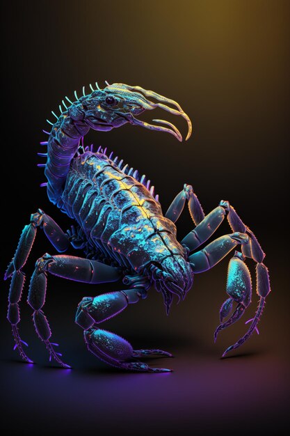 A colorful scorpion with a black background.