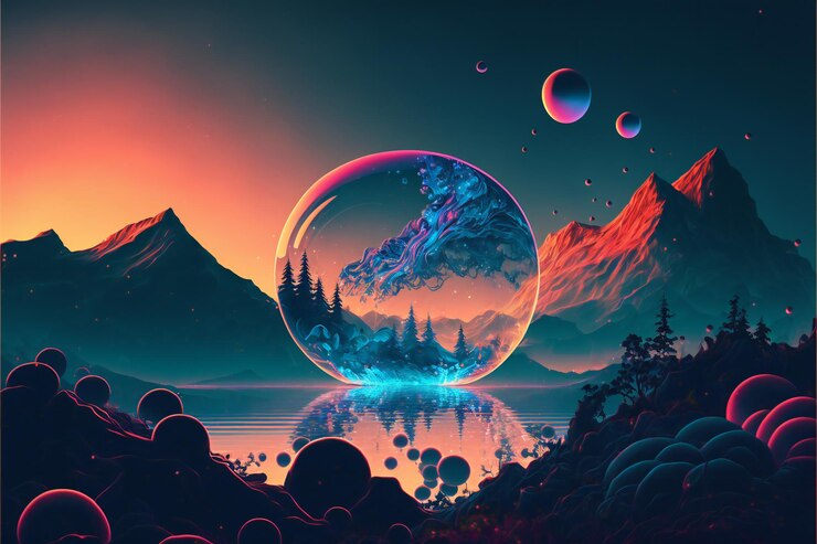 Photo 多彩的屏幕保护器 数字插图 绘画艺术作品 诗意的风景背景