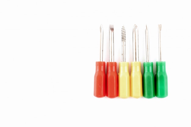 Colorful screwdriver on white