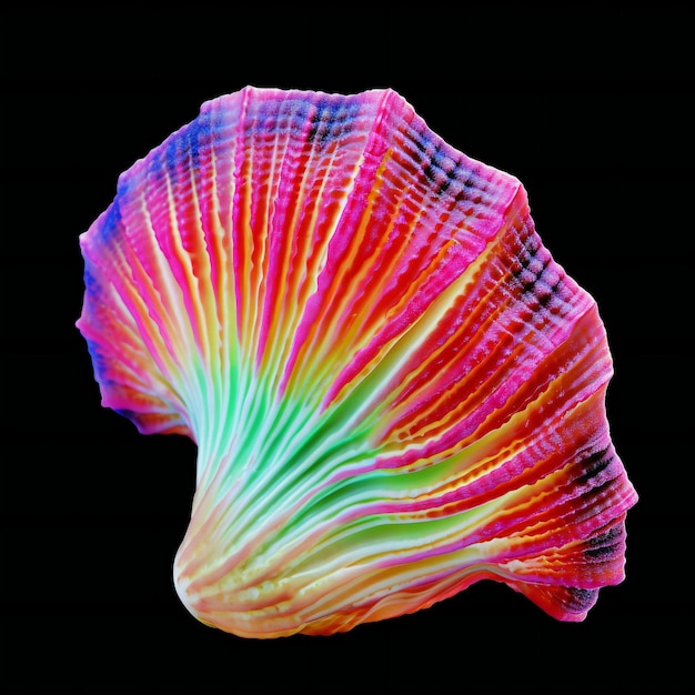 Photo colorful sea shell isolated on black background