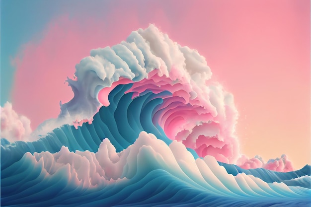 Colorful sea waves Generative AI