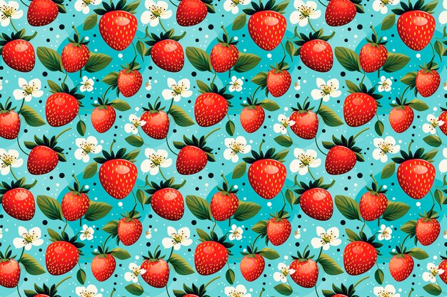 은 딸기 과일의 다채로운 이 없는 패턴