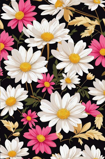 A colorful Seamless pattern with flowers Generative ai