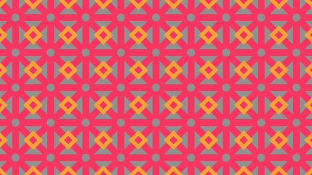 A colorful seamless pattern with a yellow and pink abstract motif like a kaleidoscope.