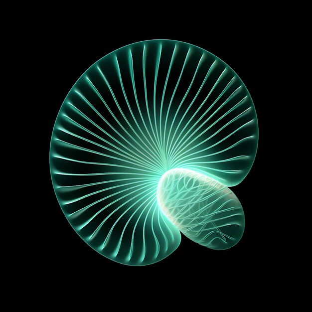 Photo colorful seashell pearl white spiral neon lines sand dollars spiral n y2k gradient light art