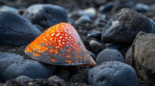 Colorful Seashell on a Pebble Beach