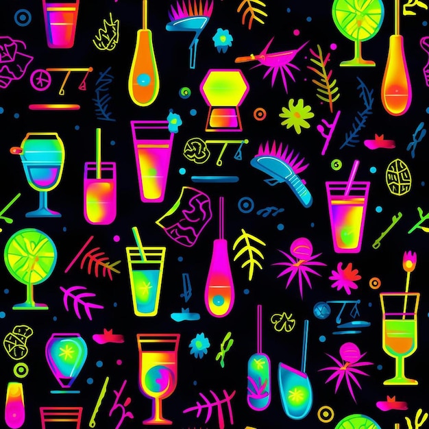 Photo a colorful series of colorful drinks and the word drink on a black background.