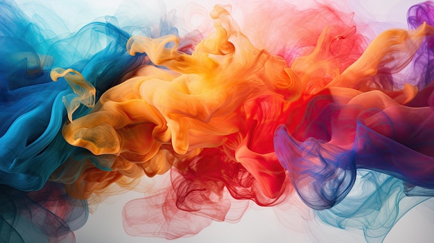 a colorful series of smokes in motion on a white background.