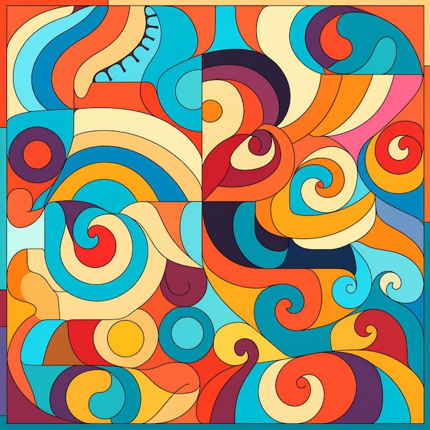 a colorful series of squares with different colors and shapes.