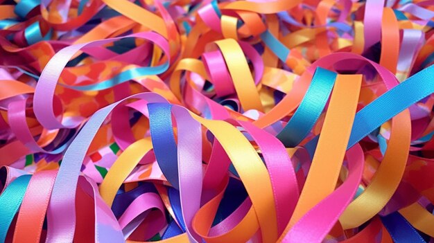 Photo colorful serpentine party ribbons