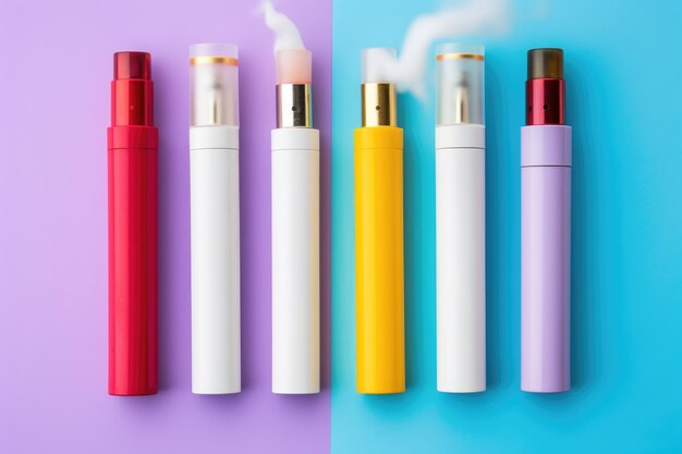 Colorful setting with single use e cigs