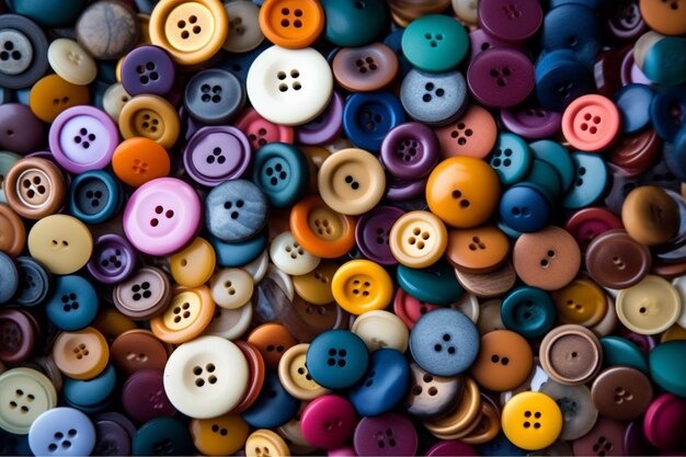 Colorful sewing buttons background Selective focus Shallow depth of field