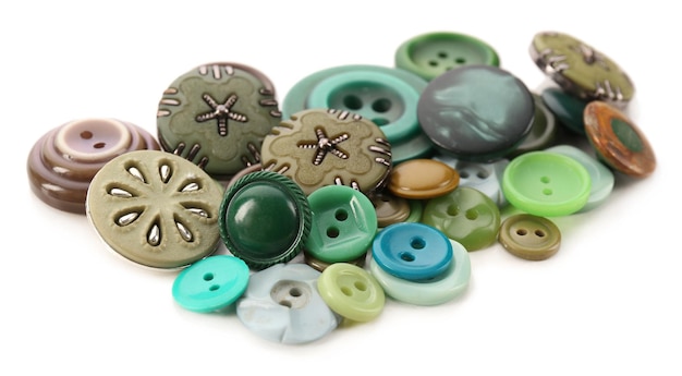 Colorful sewing buttons isolated on white