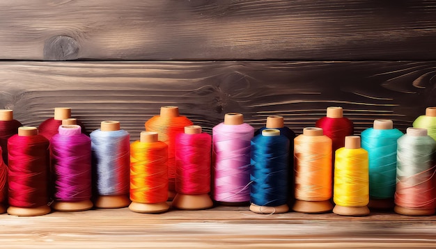 Colorful sewing threads in a large reel