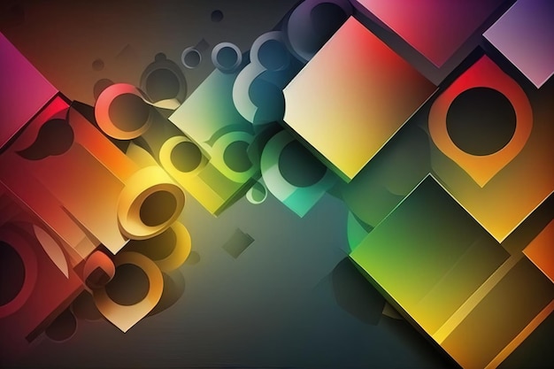 Colorful shapes on a black background