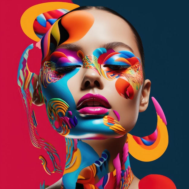 a colorful and shapes woman portrait concept