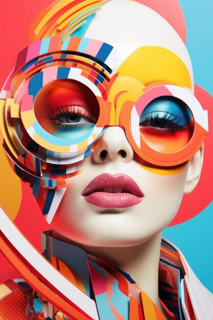 a colorful and shapes woman portrait concept